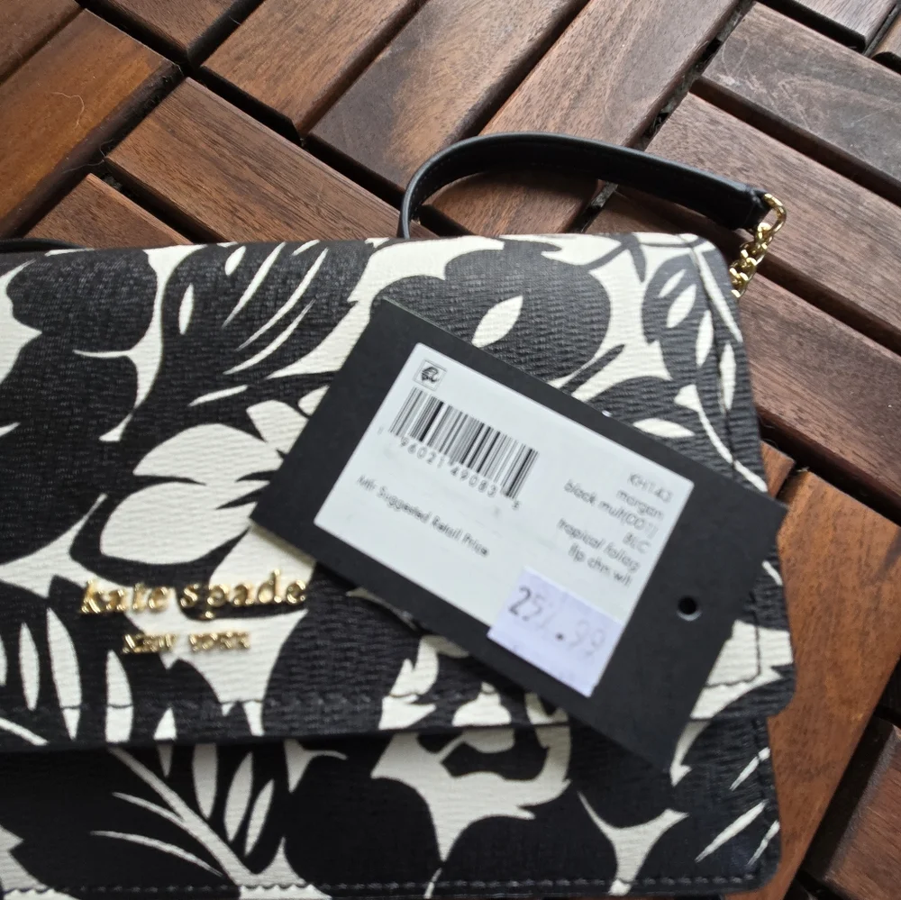 Kate Spade New York Black & White Floral Crossbody Bag – New with Tags